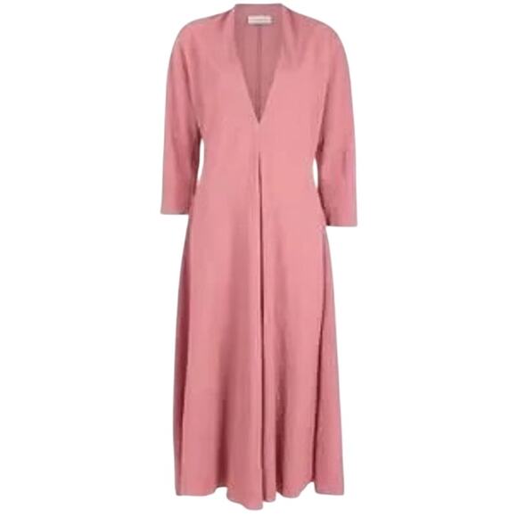 Daniel Cremieux V Neck Belted midi Dress Size 14 Dusty Pink - Picture 8 of 8